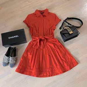 Banana Republic TIE WAIST Red SHIRT DRESS